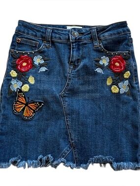 Hudson 12 denim skirt embroidered